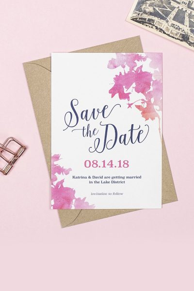 It's a date - Pink Blossom save the date card