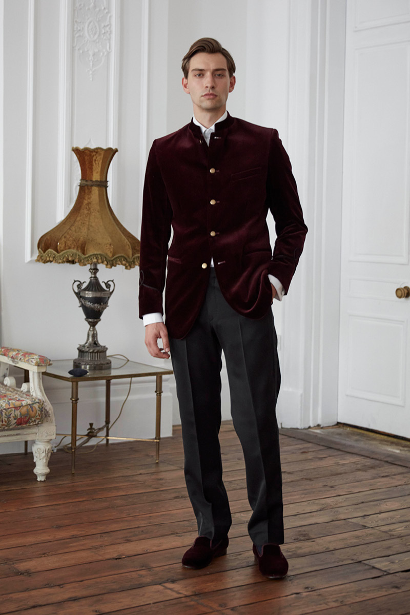 Favourbrook Burgundy Velvet Cotton Nehru Jacket